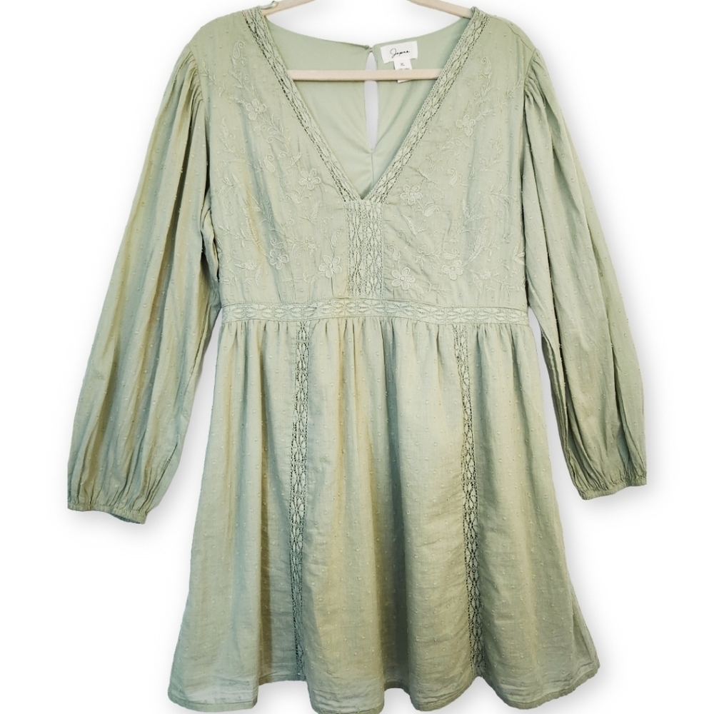 Japna Babydoll Lace Long Sleeve Mini Dress XL